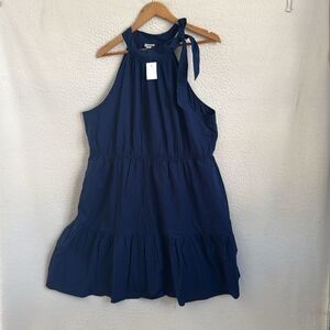 J Crew‎ Poplin halter-neck mini dress Womens 20 Blue
